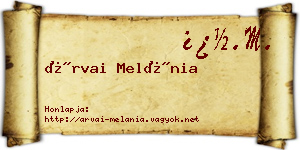 Árvai Melánia névjegykártya